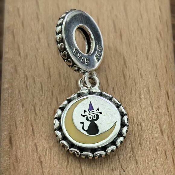 Pandora Cat and Moon I love you Charm Pendant, S925 Silver Bracelets - Picture 1 of 4